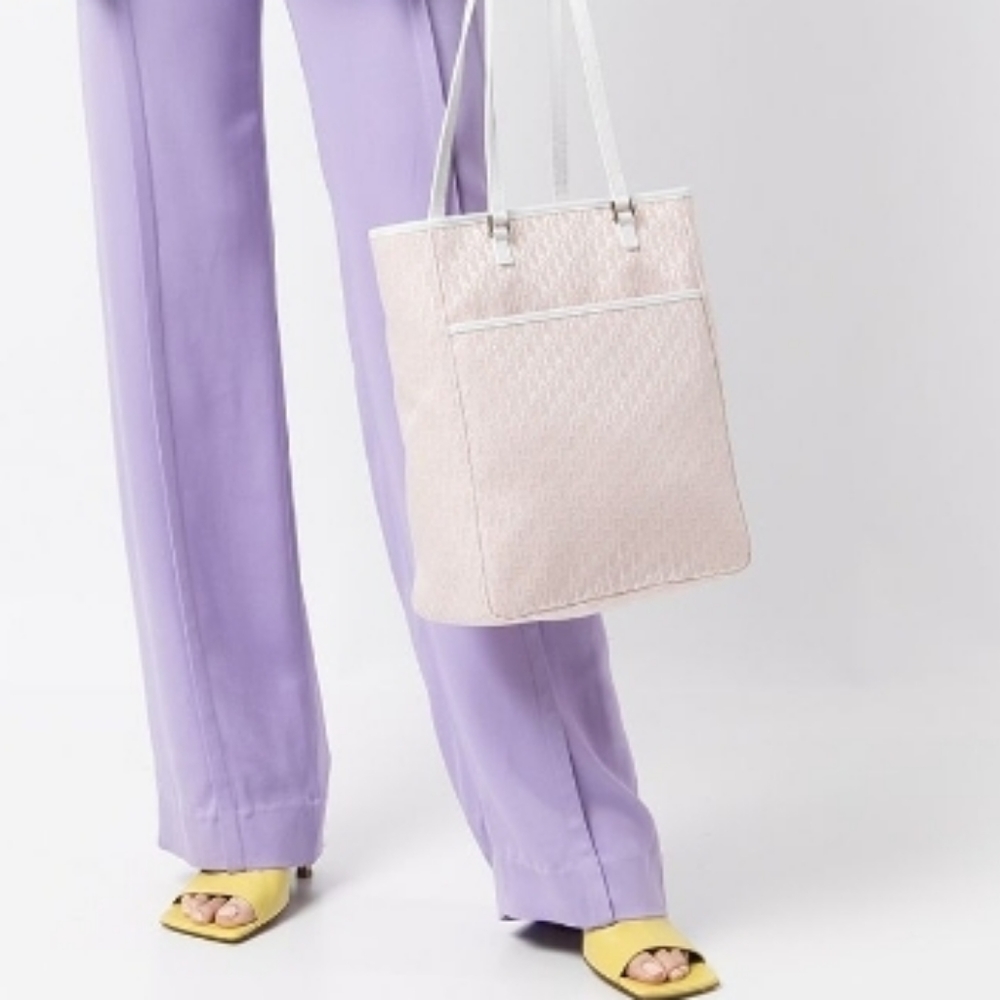 Dior Light Pink Quilted Tote with White Straps